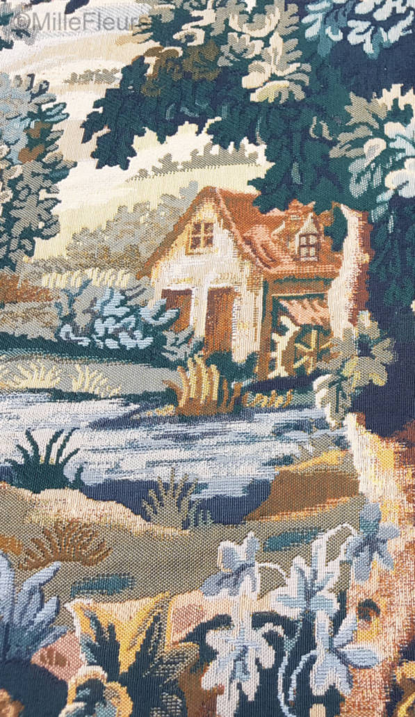 Village de Paysage Flamand Moulin à Eau Tapisseries murales Verdures - Mille Fleurs Tapestries