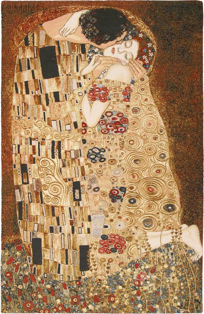 El Beso (Gustav Klimt) Tapices de pared Gustav Klimt - Mille Fleurs Tapestries