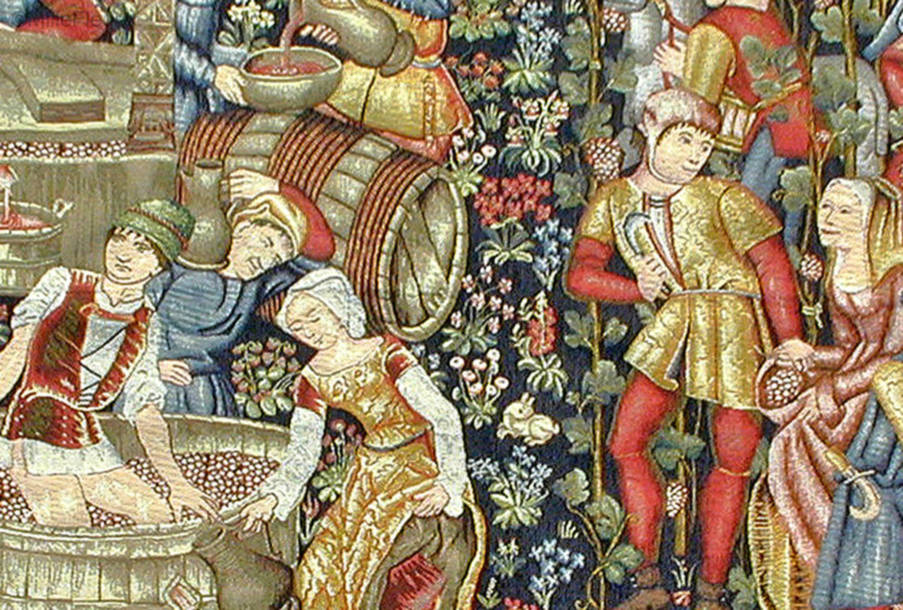 Grote Druivenoogst Wandtapijten Wandtapijten met Zijde - Mille Fleurs Tapestries