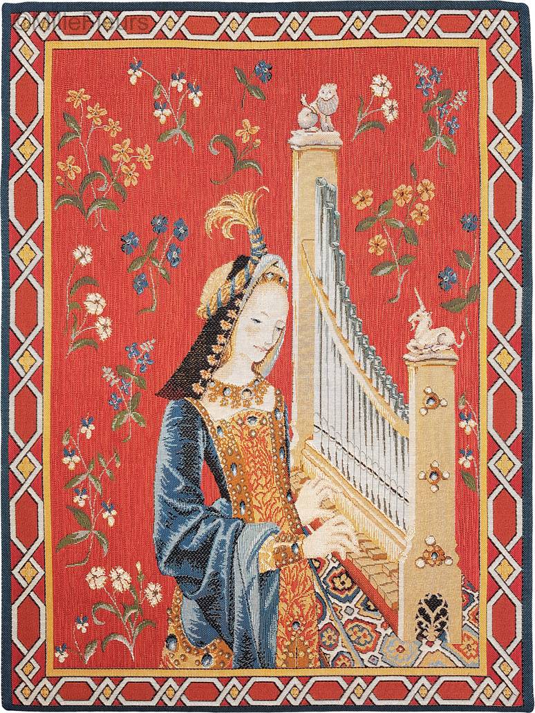 Het Gehoor Wandtapijten Dame en de Eenhoorn - Mille Fleurs Tapestries