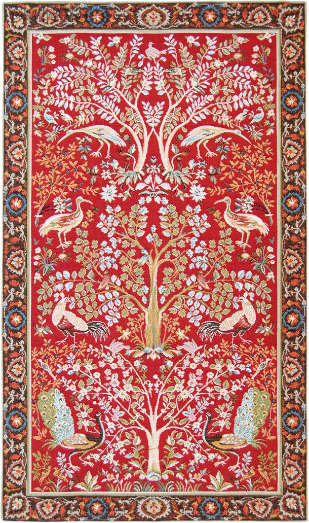 Arbol de la Vida (William Morris), rojo Tapices de pared William Morris & Co - Mille Fleurs Tapestries