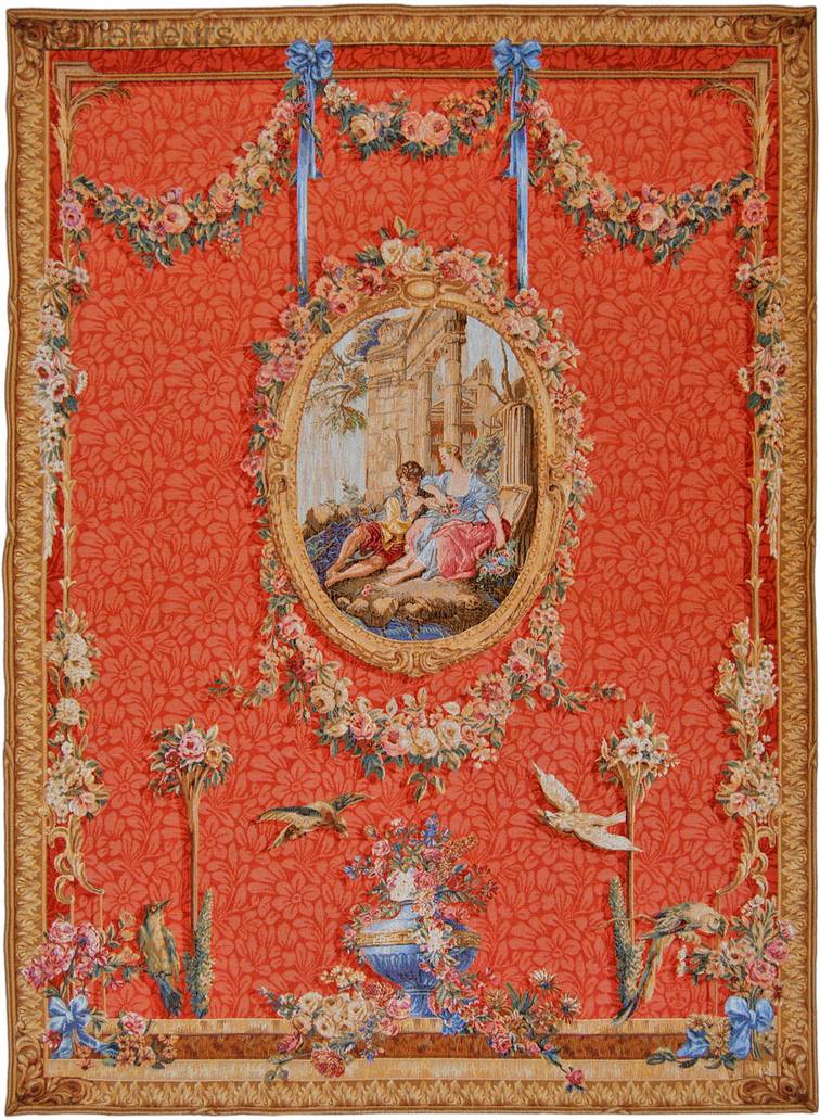 Sérénade, rouge Tapisseries murales Romantique et Pastoral - Mille Fleurs Tapestries