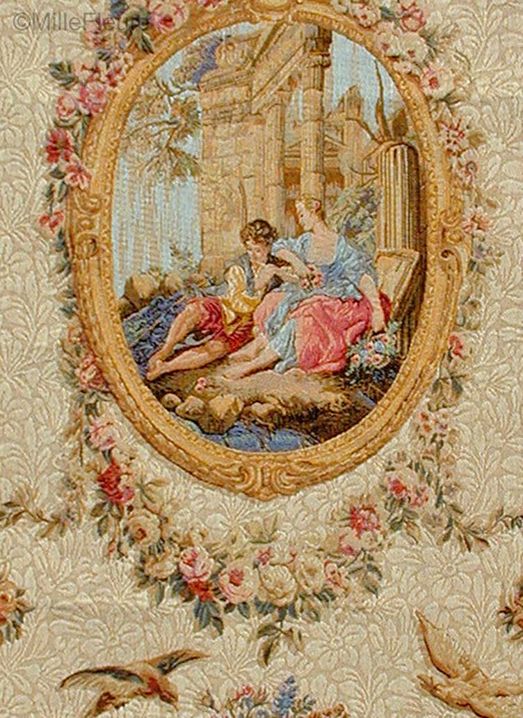 Serenade, beige Wandtapijten Romantisch en Pastoraal - Mille Fleurs Tapestries