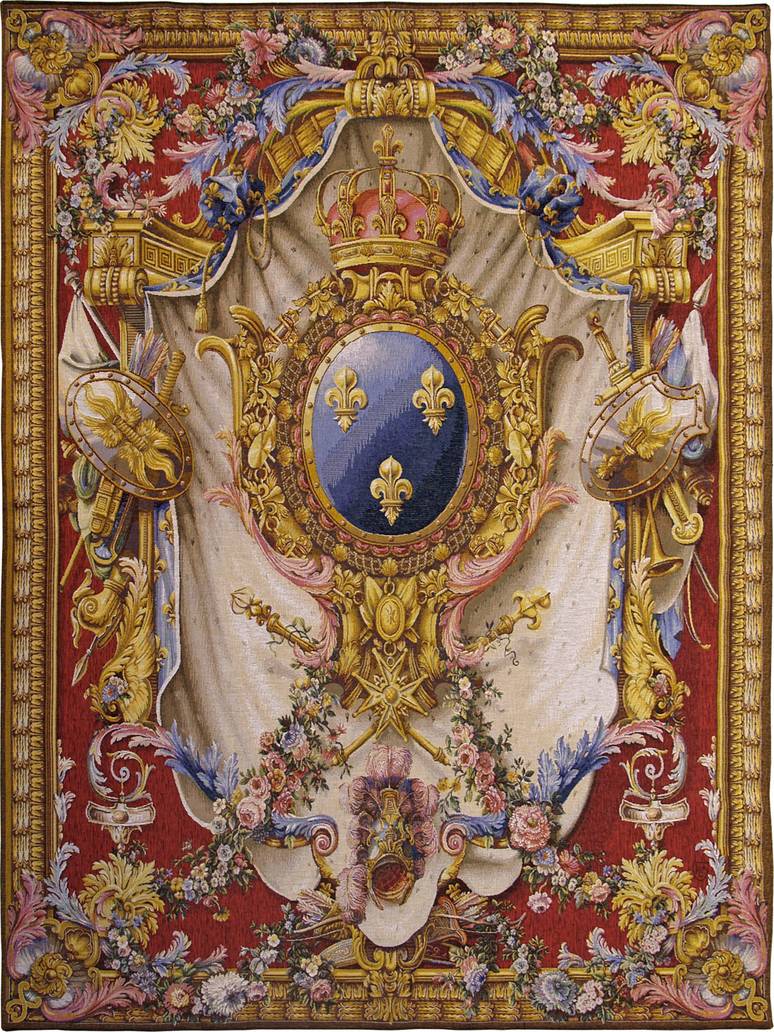 Groot Wapenschild, red Wandtapijten Renaissance - Mille Fleurs Tapestries