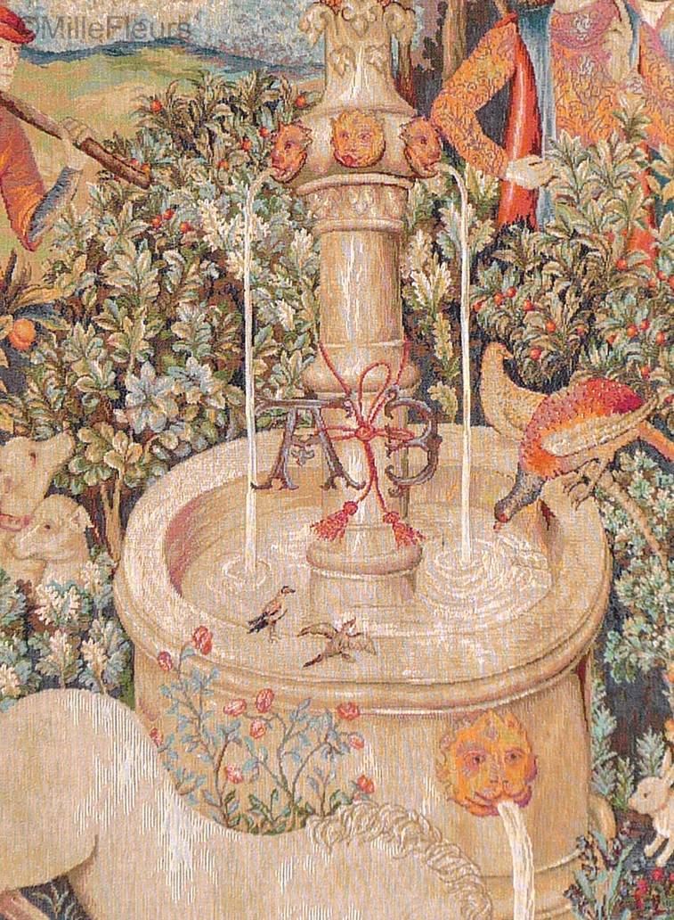 Unicornio en la Fuente Tapices de pared Caza de l'Unicornio - Mille Fleurs Tapestries