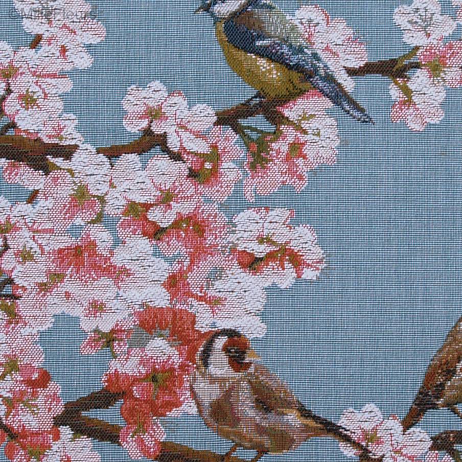 Passerines, blue Tapestry cushions Birds - Mille Fleurs Tapestries