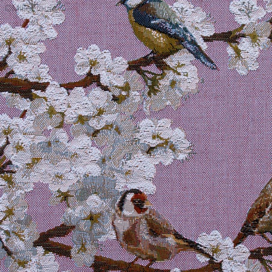 Passerines, pink Tapestry cushions Birds - Mille Fleurs Tapestries