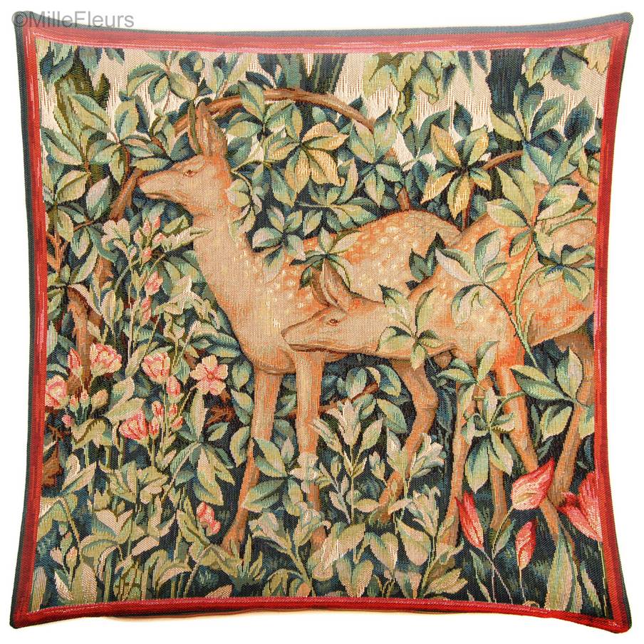 Deux Cerfs (William Morris) Housses de coussin William Morris & Co - Mille Fleurs Tapestries