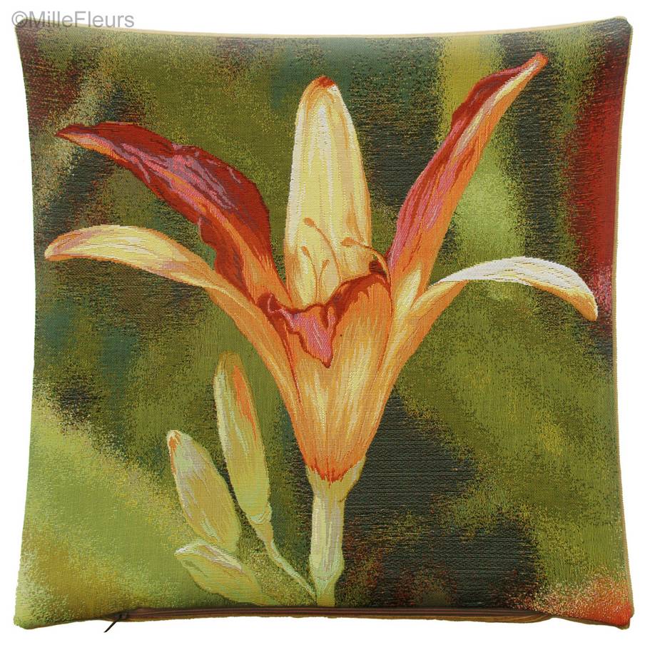 Orange Flower Tapestry cushions Contemporary Flowers - Mille Fleurs Tapestries