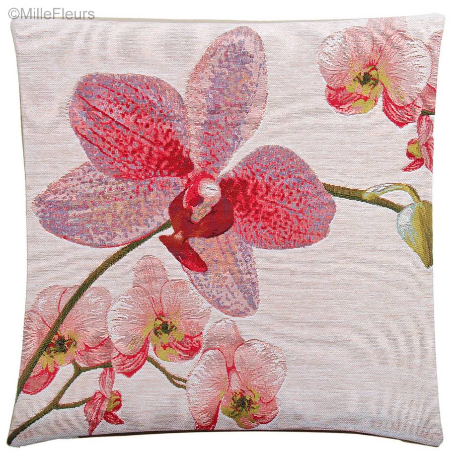 Pink Orchid Tapestry cushions Contemporary Flowers - Mille Fleurs Tapestries