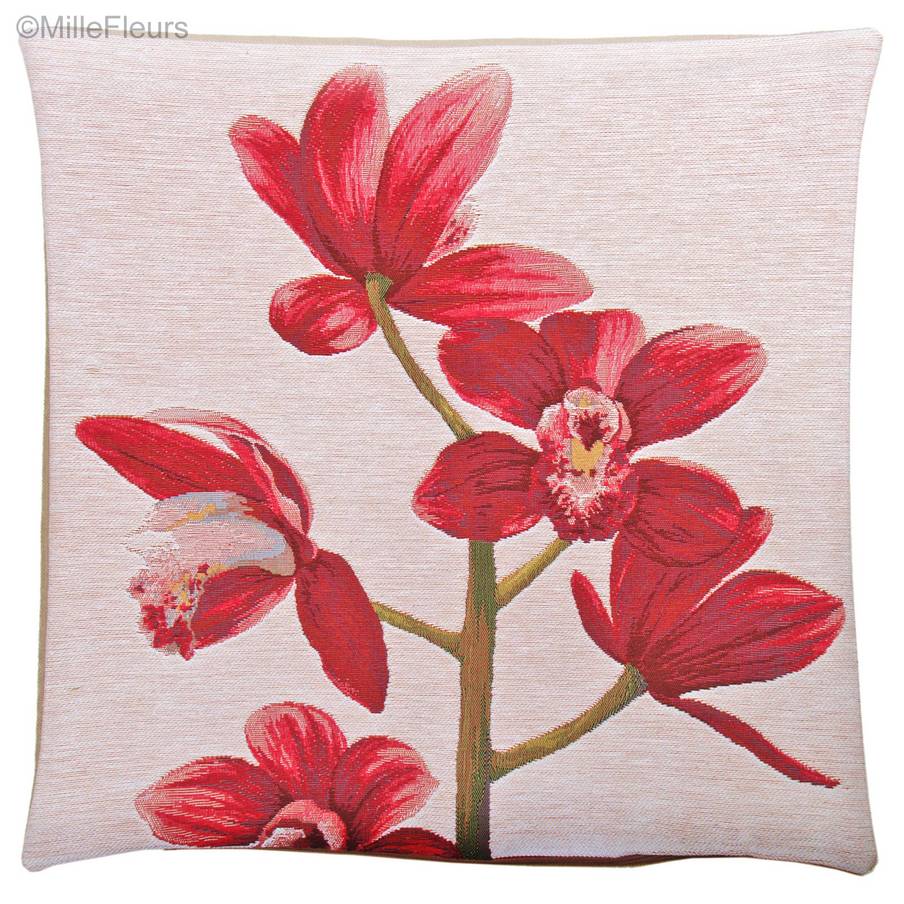 Fushia Orchid Tapestry cushions Contemporary Flowers - Mille Fleurs Tapestries