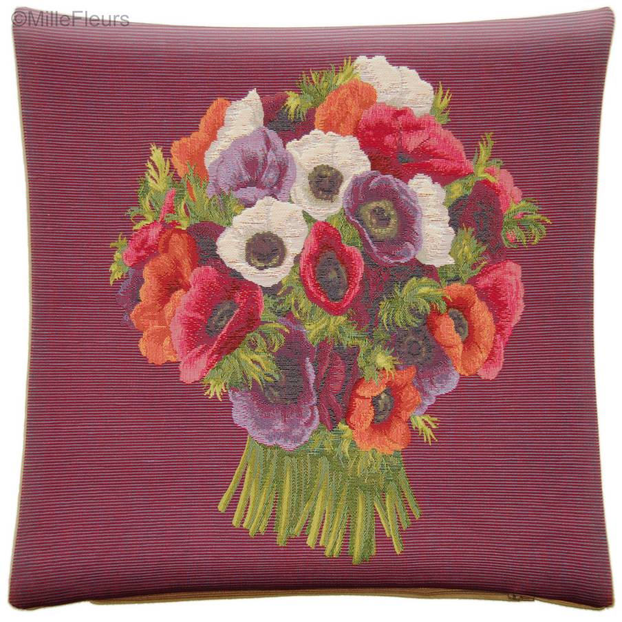 Anemones Bunch Tapestry cushions Contemporary Flowers - Mille Fleurs Tapestries