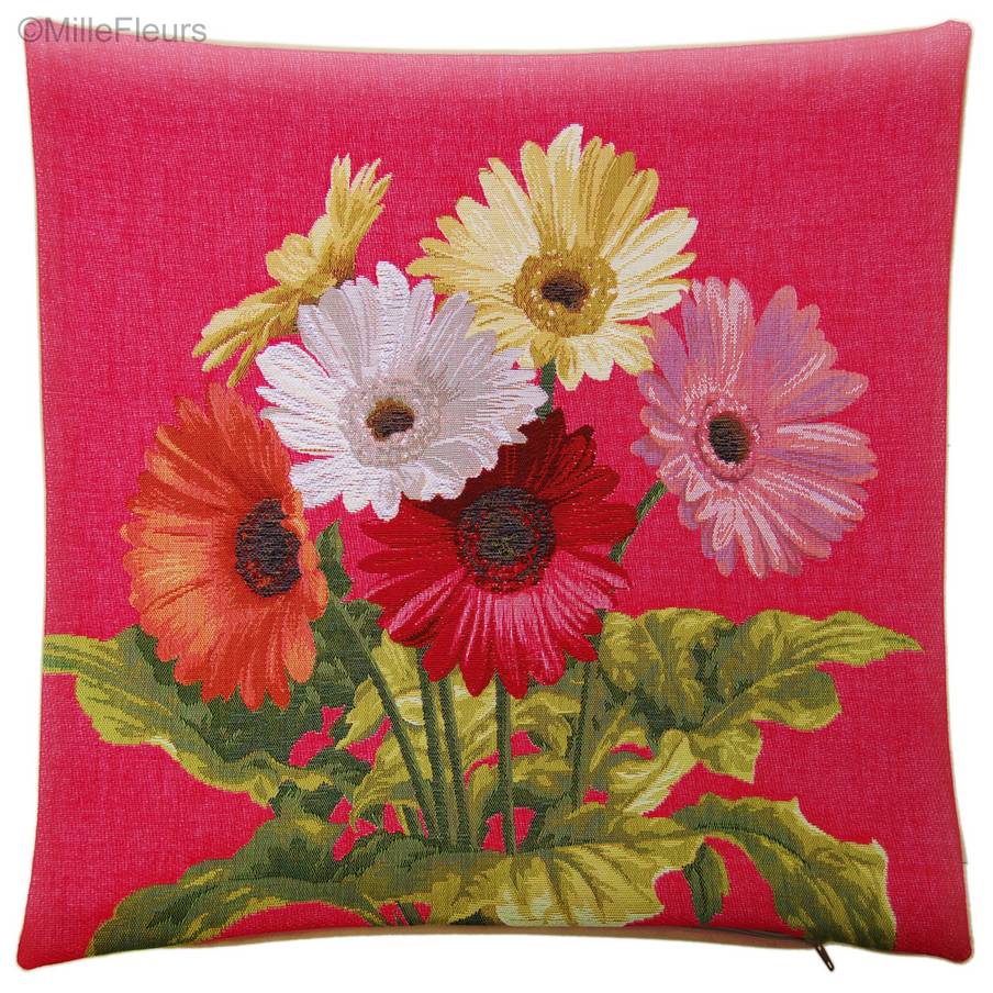 Gerbera Tapestry cushions Contemporary Flowers - Mille Fleurs Tapestries