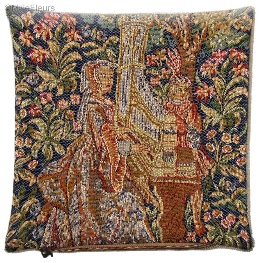 Dame met Orgel Kussenslopen Middeleeuws - Mille Fleurs Tapestries