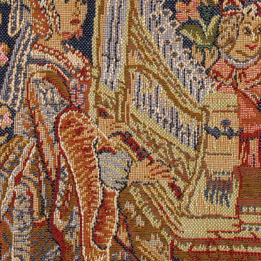 Lady and Organ Tapestry cushions Medieval - Mille Fleurs Tapestries