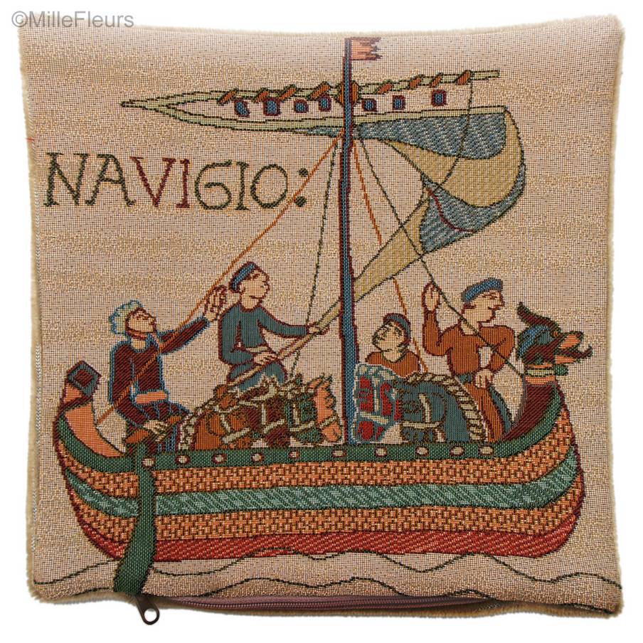 Bayeux Navigio Housses de coussin Tapisserie de Bayeux - Mille Fleurs Tapestries