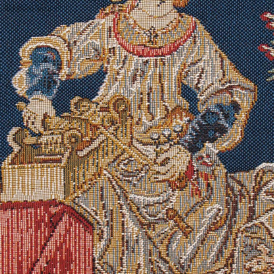 Spinnen van Wol Kussenslopen Middeleeuws - Mille Fleurs Tapestries