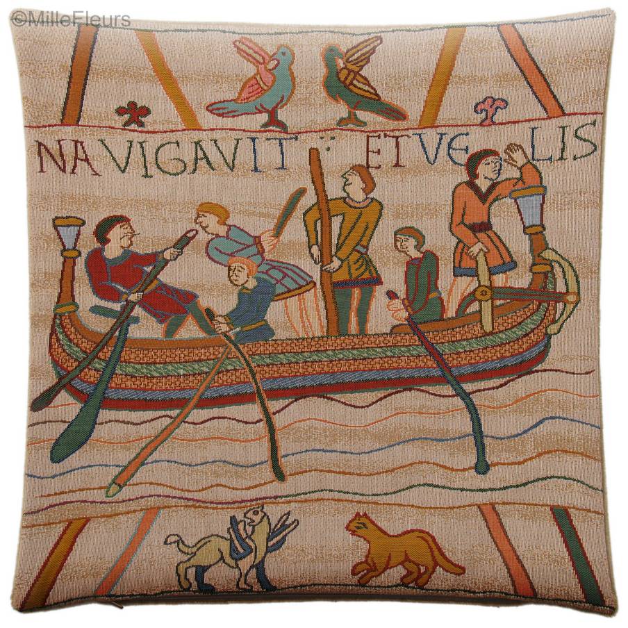 Bayeux Navigavit Fundas de cojín Tapiz de Bayeux - Mille Fleurs Tapestries