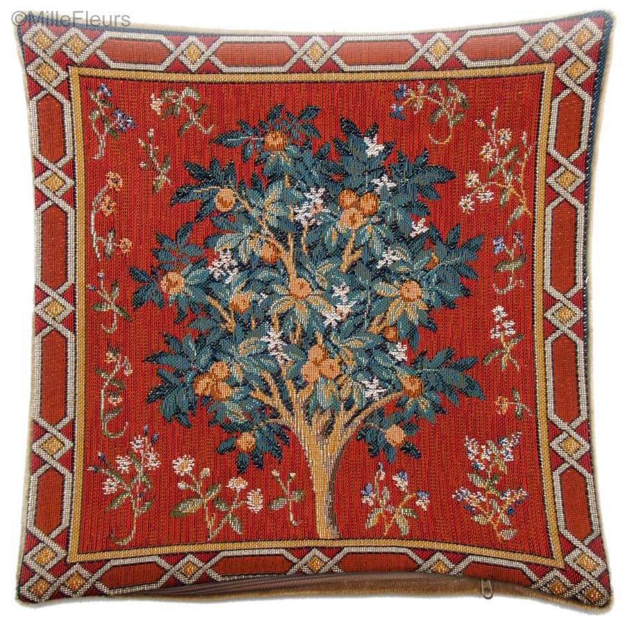 Oranger Housses de coussin Série de la Licorne - Mille Fleurs Tapestries