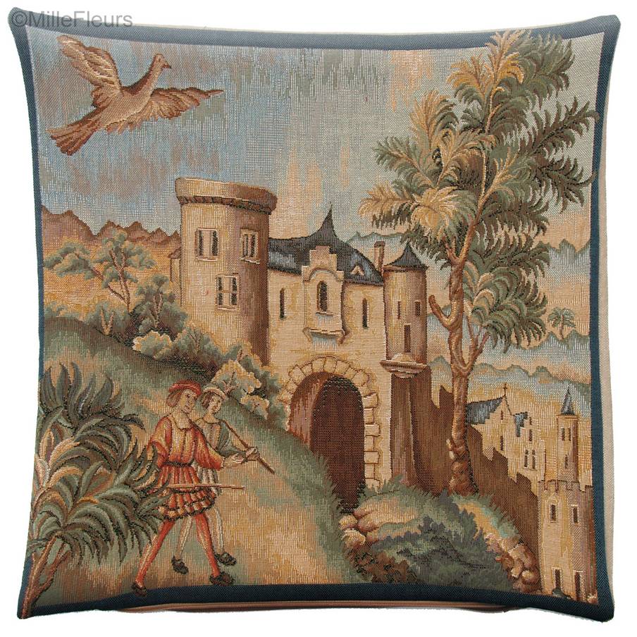 Regreso de la Caza Fundas de cojín Medieval - Mille Fleurs Tapestries