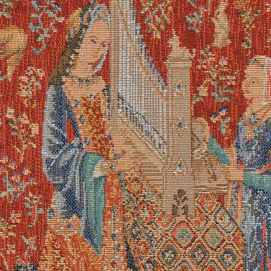 L'Ouïe Housses de coussin Série de la Licorne - Mille Fleurs Tapestries