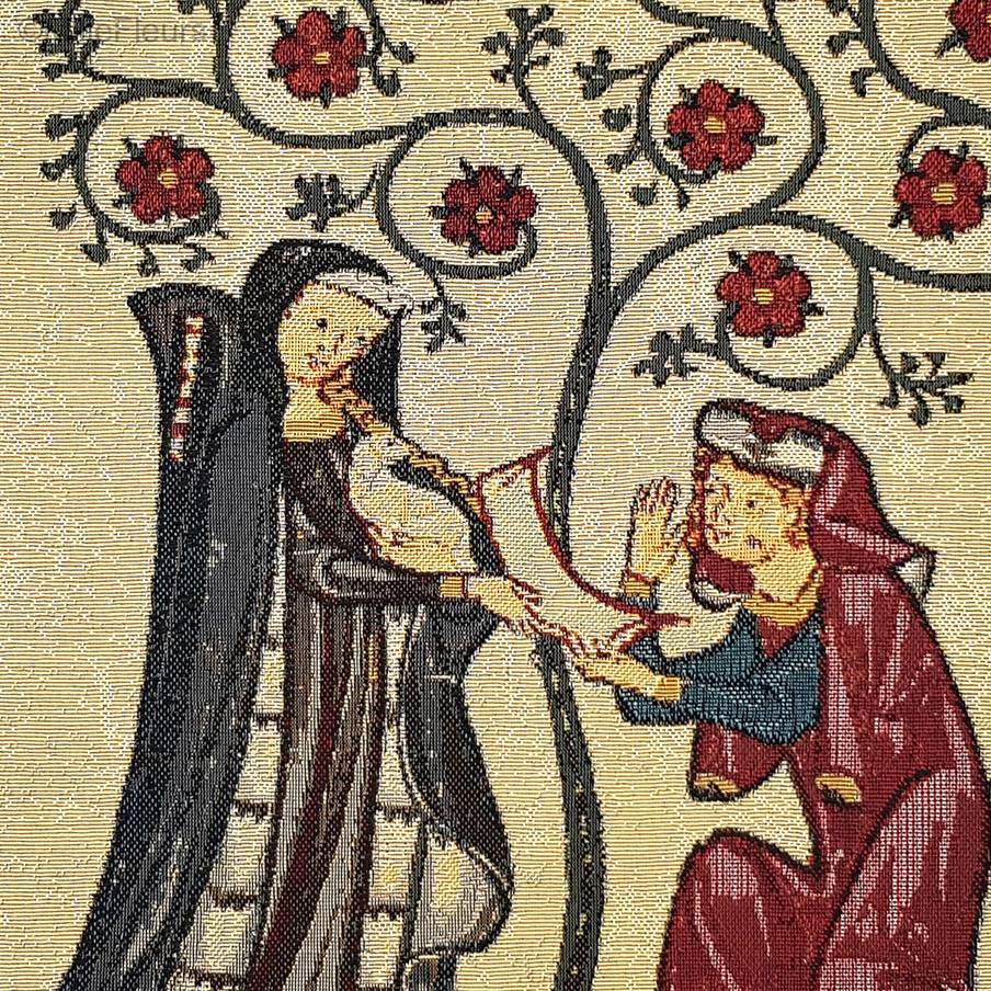 Von Obernburg Fundas de cojín Codex Manesse - Mille Fleurs Tapestries