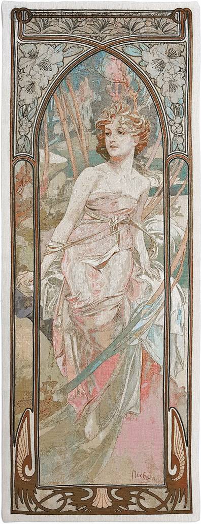 La Mañana (Mucha) Tapices de pared Alfons Mucha - Mille Fleurs Tapestries