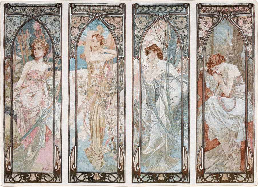 Los Cuatro Momentos del Día (Mucha) Tapices de pared Alfons Mucha - Mille Fleurs Tapestries