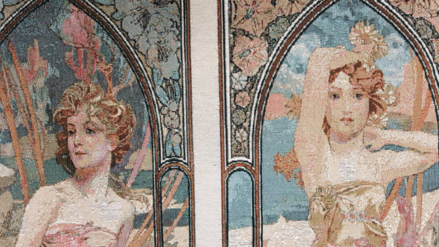 Les Quatre Heures de la Journée Tapisseries murales Alfons Mucha - Mille Fleurs Tapestries
