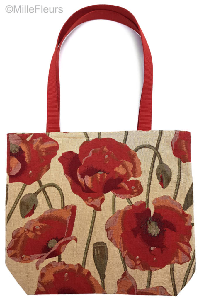 Poppies Tote Bags Flowers - Mille Fleurs Tapestries