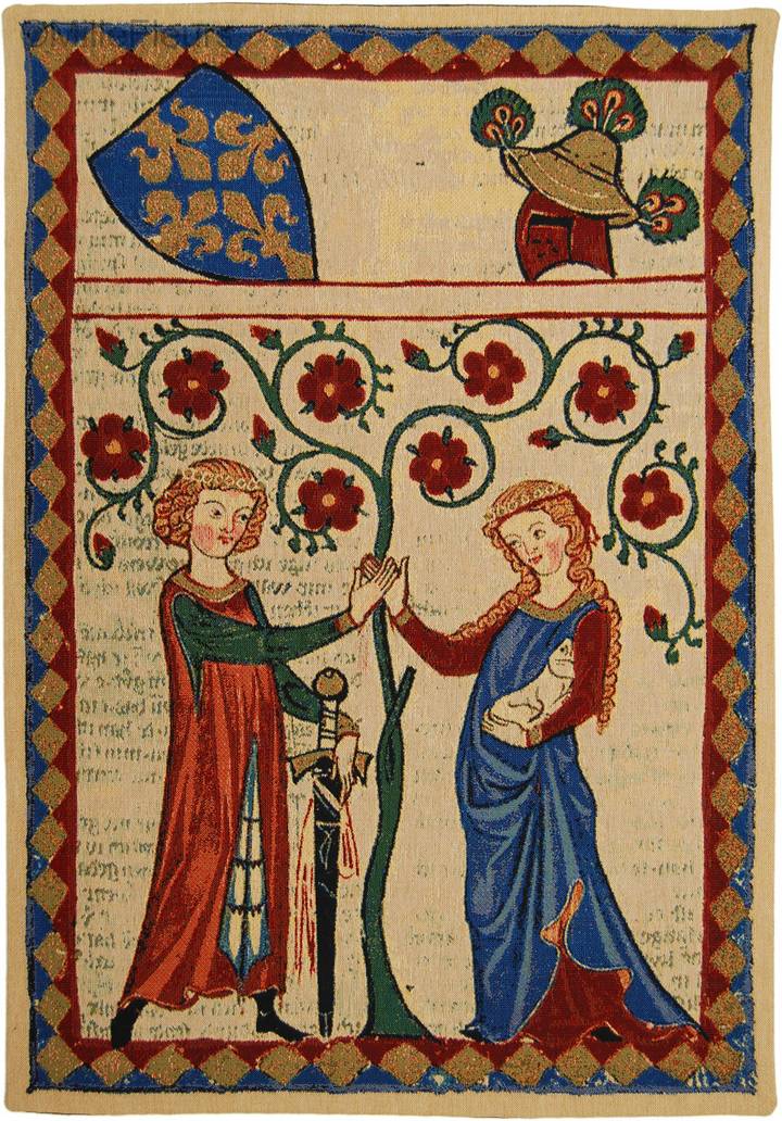 Bernger von Horheim Tapices de pared Codex Manesse - Mille Fleurs Tapestries