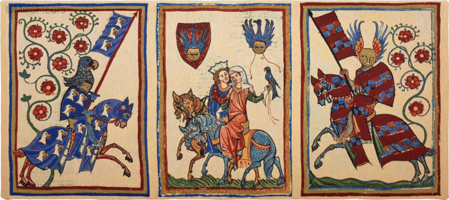 Codex Manesse Triptiek 1 Wandtapijten Codex Manesse - Mille Fleurs Tapestries