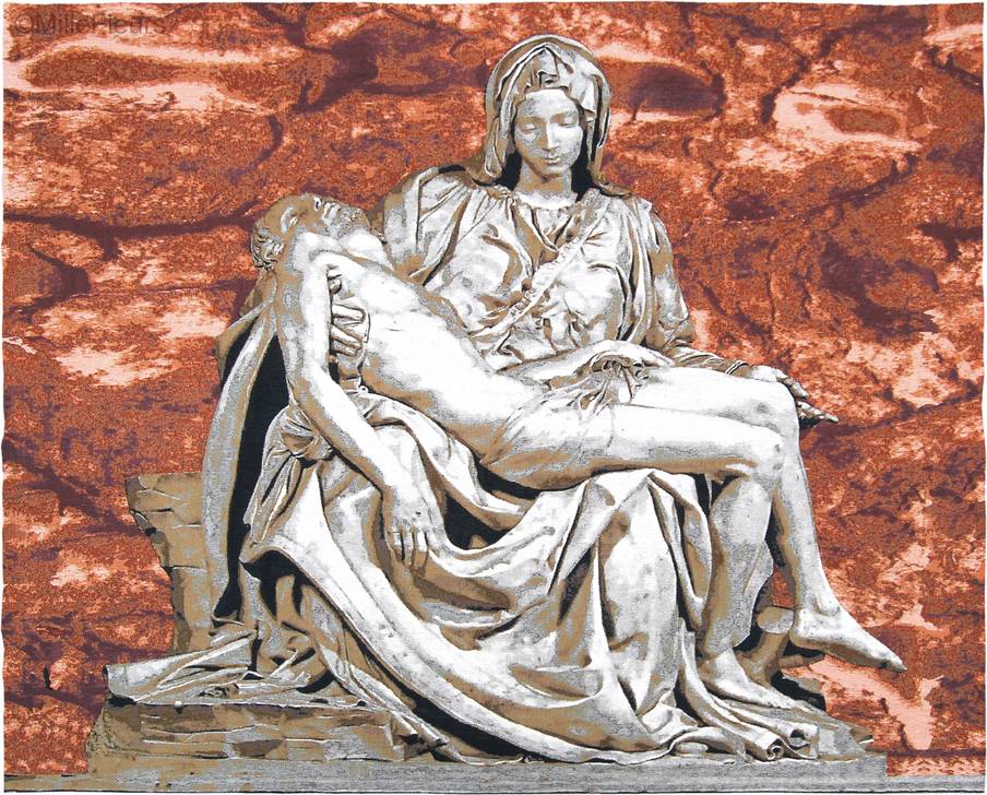 Pieta by Michelangelo, brown Wall tapestries Religious - Mille Fleurs Tapestries