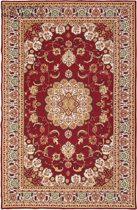 Bea, rood Plaids & Tafelkleden Bloemen - Mille Fleurs Tapestries