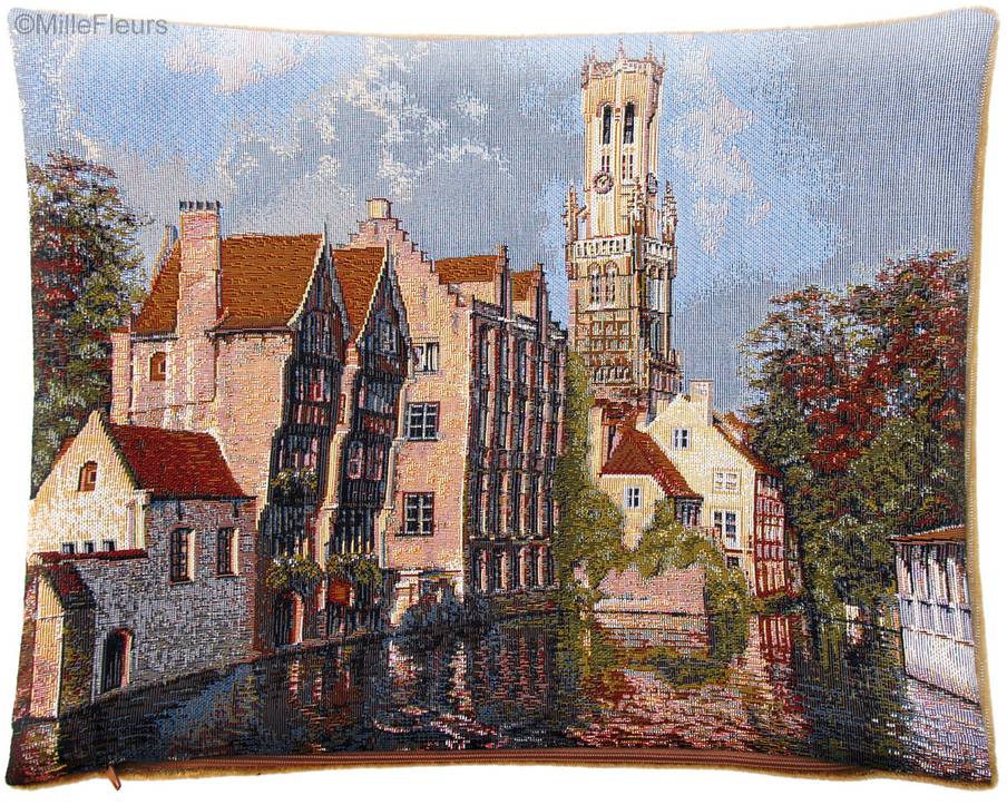 Rozenhoedkaai à Bruges Housses de coussin Villes Historiques Belges - Mille Fleurs Tapestries