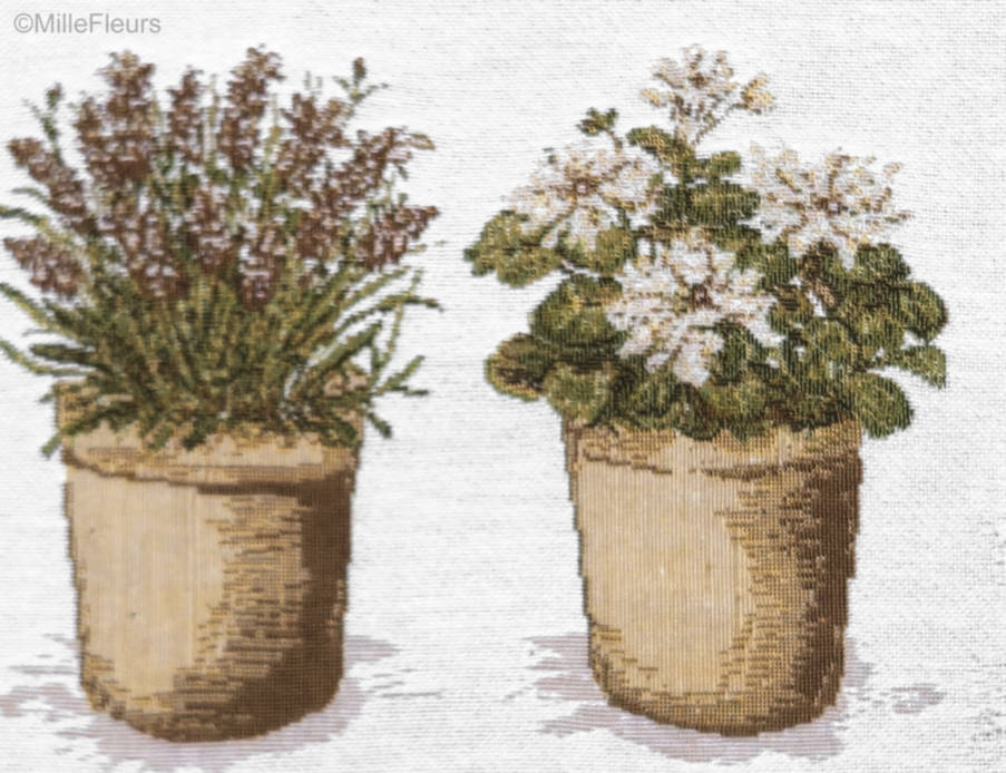 Deux Pots de Terrasse Housses de coussin Fleurs contemporain - Mille Fleurs Tapestries