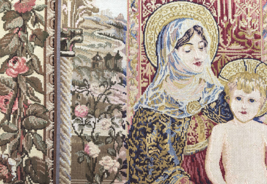 Madonna y Niño Tapices de pared Religiosos - Mille Fleurs Tapestries