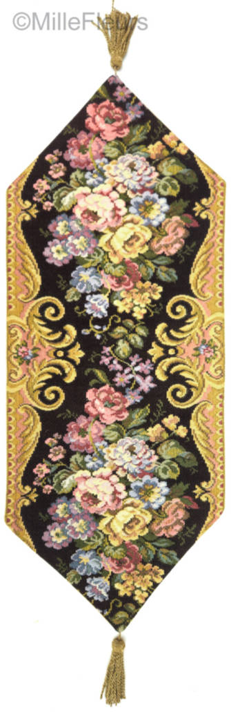 Floral, noir Chemins de table Traditionnel - Mille Fleurs Tapestries