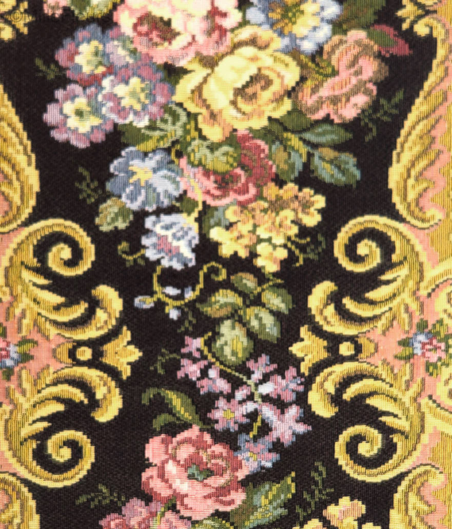 Floral, negro Caminos de mesa Tradicional - Mille Fleurs Tapestries