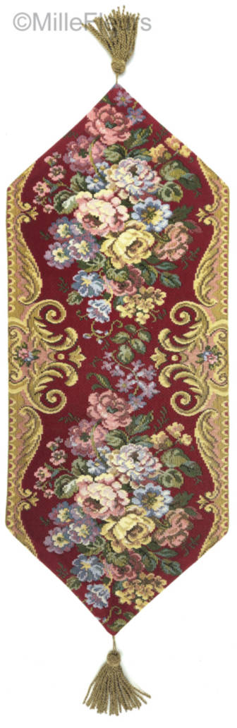 Gebloemd, rood Tafellopers Traditioneel - Mille Fleurs Tapestries