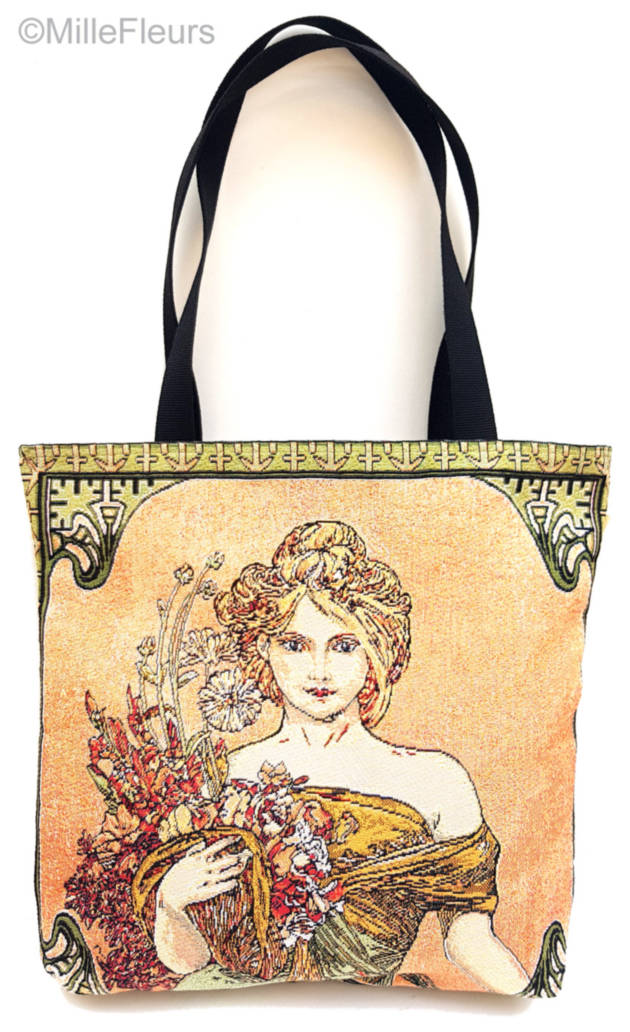 Spring and Summer (Mucha) Tote Bags Masterpieces - Mille Fleurs Tapestries