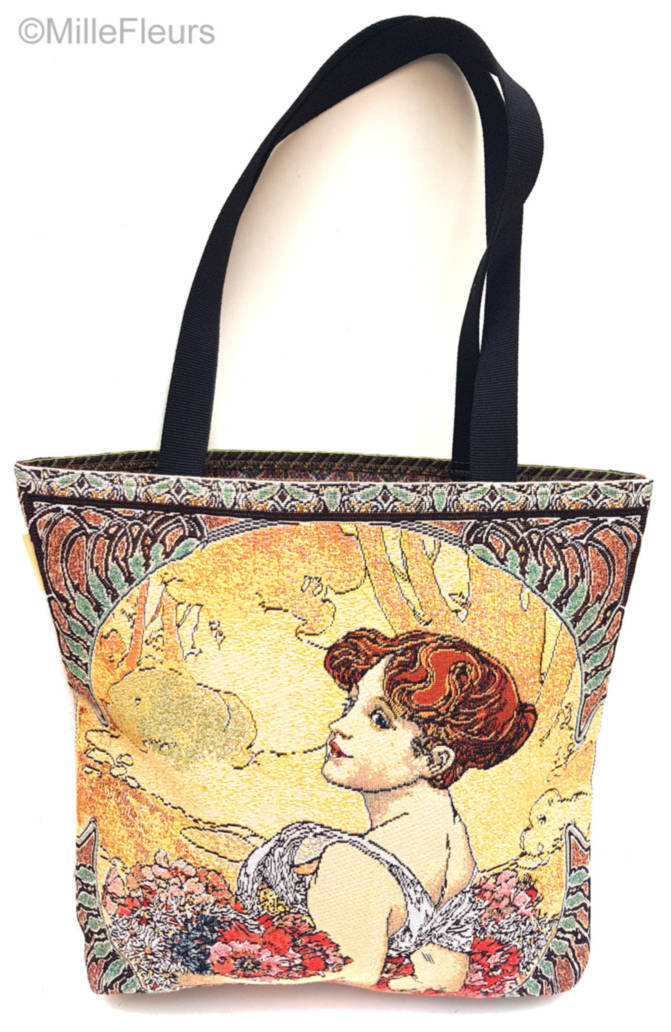 Spring and Summer (Mucha) Tote Bags Masterpieces - Mille Fleurs Tapestries