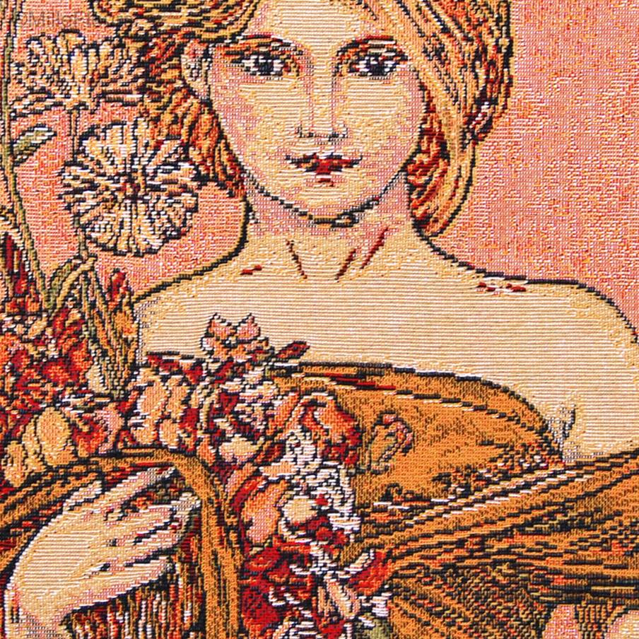 Lente (Mucha) Sierkussens Alphonse Mucha - Mille Fleurs Tapestries