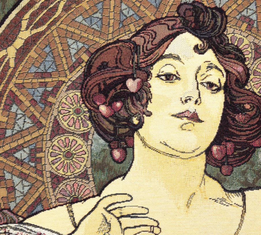 Robijn (Mucha) Kussenslopen Alphonse Mucha - Mille Fleurs Tapestries
