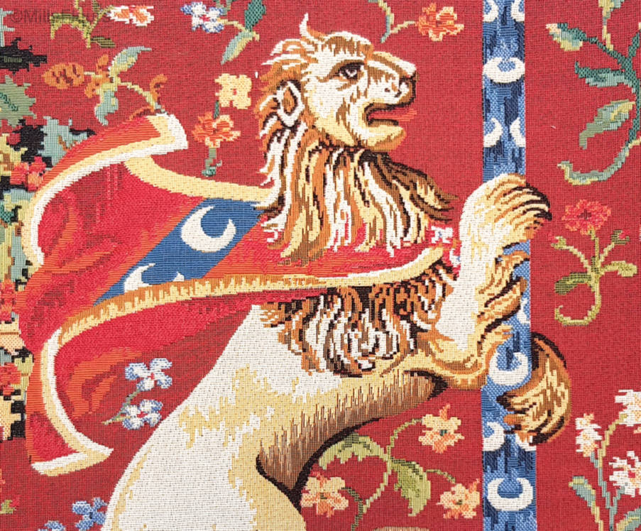 Leon Fundas de cojín Serie del Unicornio - Mille Fleurs Tapestries