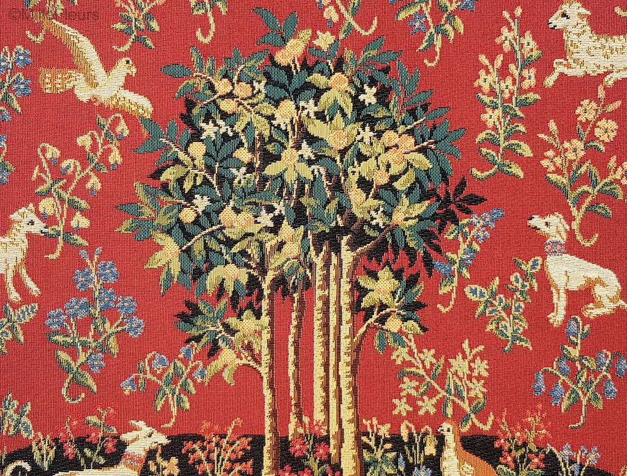 Naranjo Fundas de cojín Serie del Unicornio - Mille Fleurs Tapestries