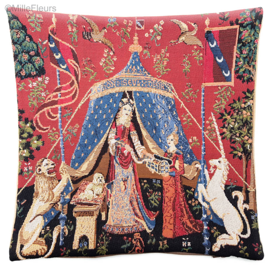 To my only Desire Tapestry cushions Unicorn series - Mille Fleurs Tapestries