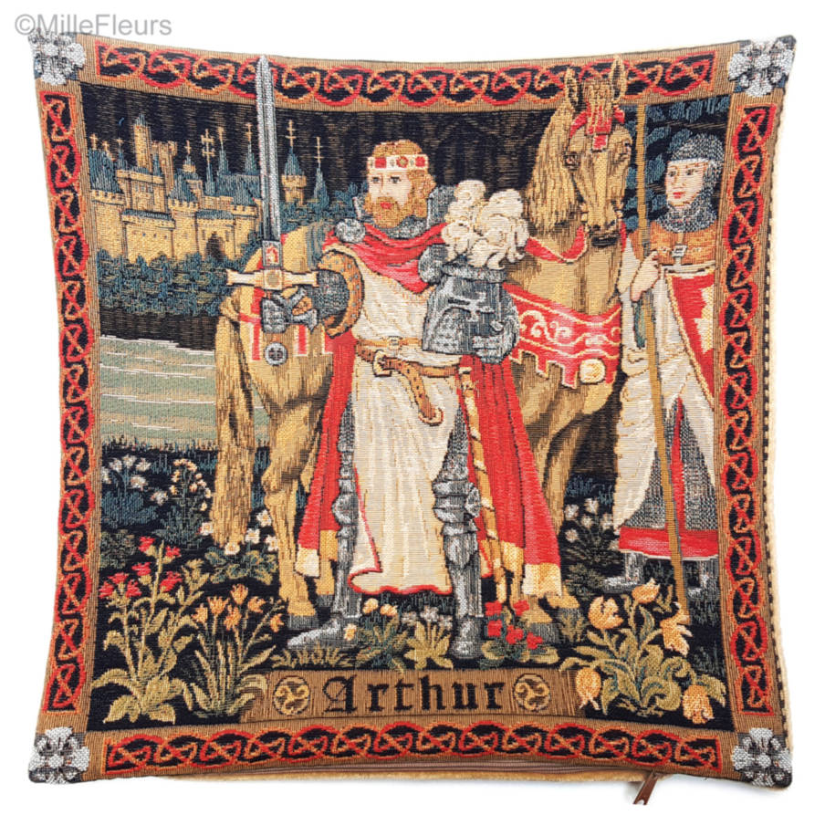 Roi Arthur Housses de coussin Médiéval - Mille Fleurs Tapestries