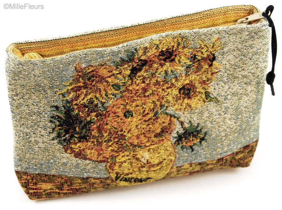 Zonnebloemen (Van Gogh) Make-up Tasjes Ritszakjes - Mille Fleurs Tapestries
