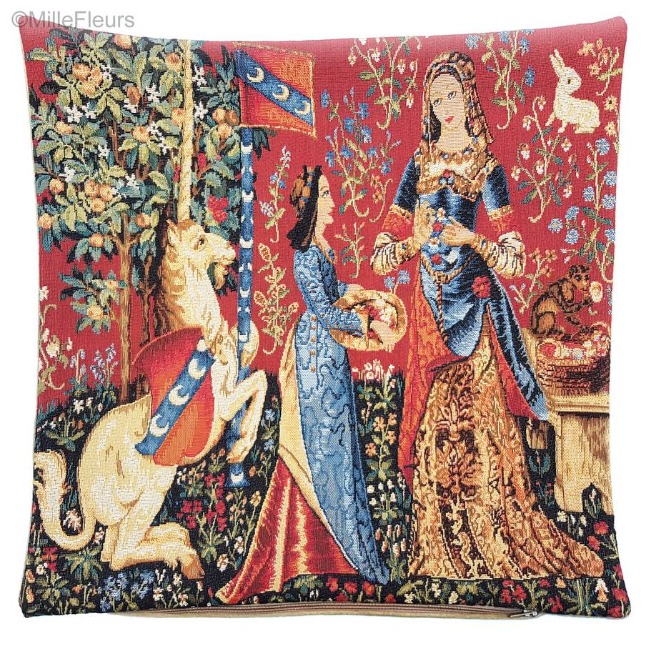 The Smell Tapestry cushions Unicorn series - Mille Fleurs Tapestries